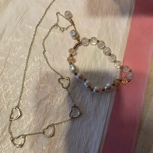 Elegant Pearl and Heart Necklace Set
